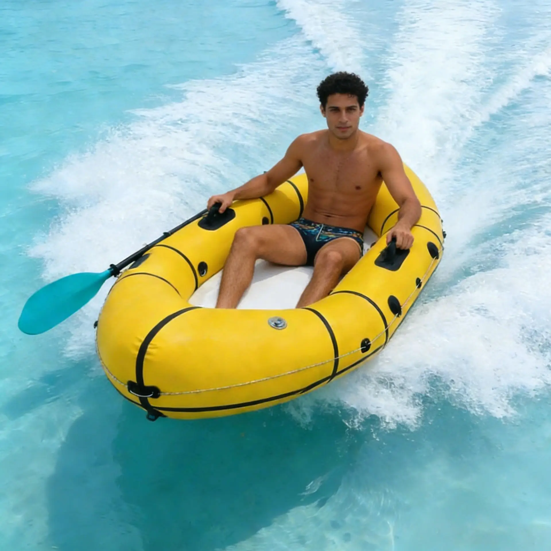 Outdoor Inflatable Rigid Boat PVC Rubber Lightweight Hard BottoPaddlers Rafting
