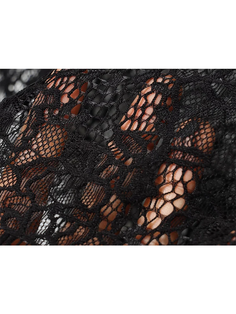 เดรสยาวทรงเข้ารูปสำหรับผู้หญิง แบรนด์ TFMLN แบบผูกคอ สายเดี่ยว ผ้าลูกไม้ผสม ดีไซน์เซ็กซี่ โชว์ไหล่ ไม่มีแขน เหมาะสำหรับงานปาร์ตี้