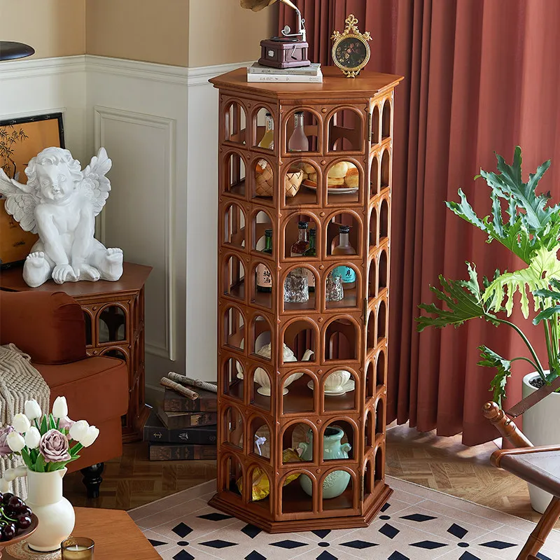 Figure display cabinet Solid wood arch Four-layer multi-functional display cabinet