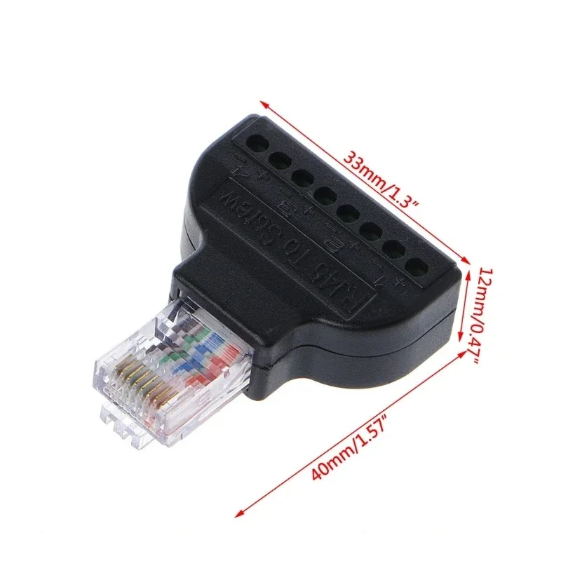 RJ45 إيثرنت ذكر إلى 8 دبوس AV محطة المسمار محول محول كتلة التوصيل لكاميرا CCTV