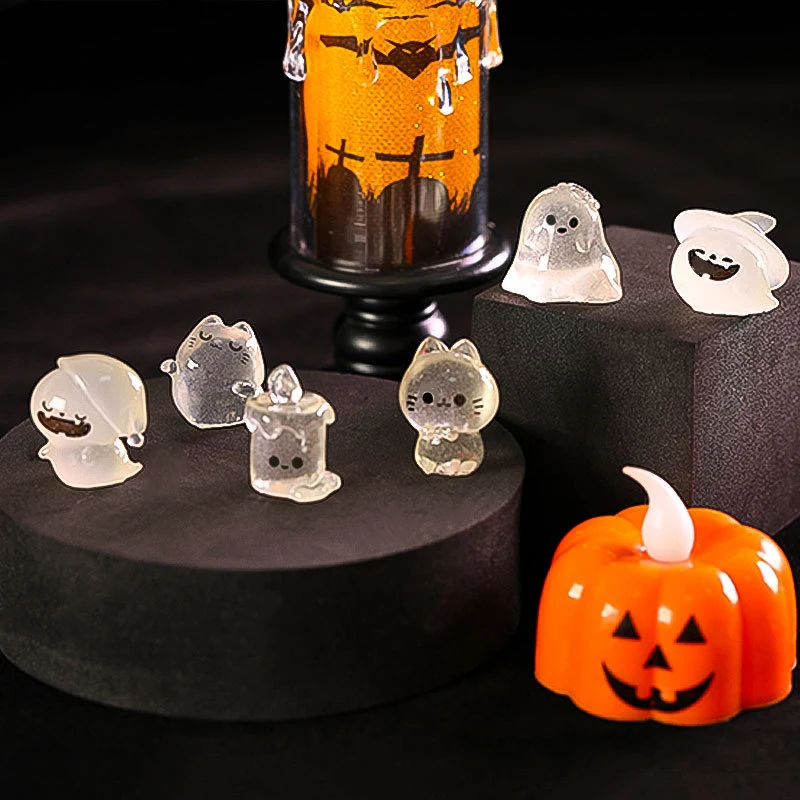 Luminous Micro Paisagem Halloween, Pumpkin Ghost Ornaments, Kit DIY, Decoração De Resina, Pátio Ao Ar Livre, Gramado, Quintal, Acessórios De Jardim