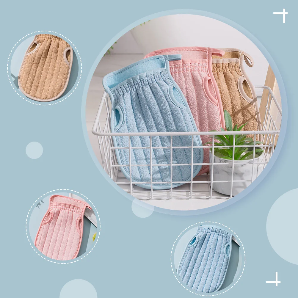 

3pcs Bath Scrubber Set Dual-Sided Exfoliating Mitt For Body Skin Cleaning Shower Tool Lightweight Household Use Bath Mitt