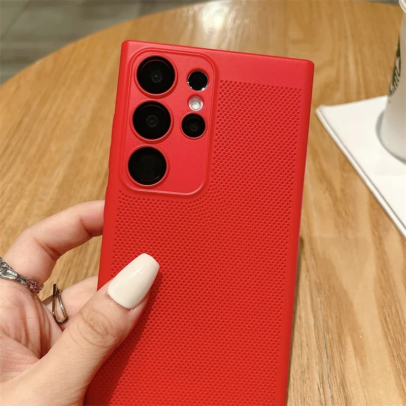 Mesh Wärmeableitung Atmungsaktive PC-Hülle für Samsung S25 S24 S23 S22 S21 Plus Note 10 20 Ultra S20FE Ultradünne, matte Hartschale – Detail 4