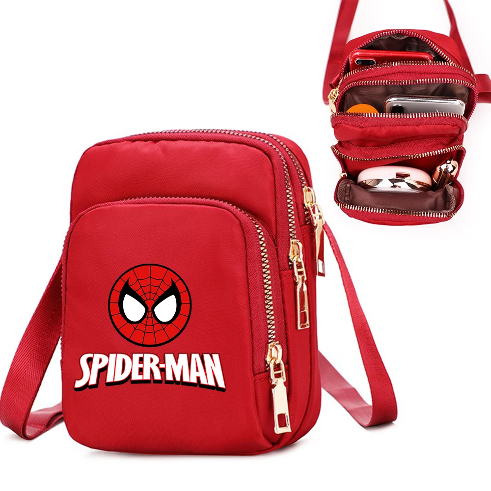 Spider Man Dames Schoudertassen Mobiele telefoon Portemonnee Crossbody Schouderriem Handtas Vrouwelijke meisjestassen Tienertas Cadeau