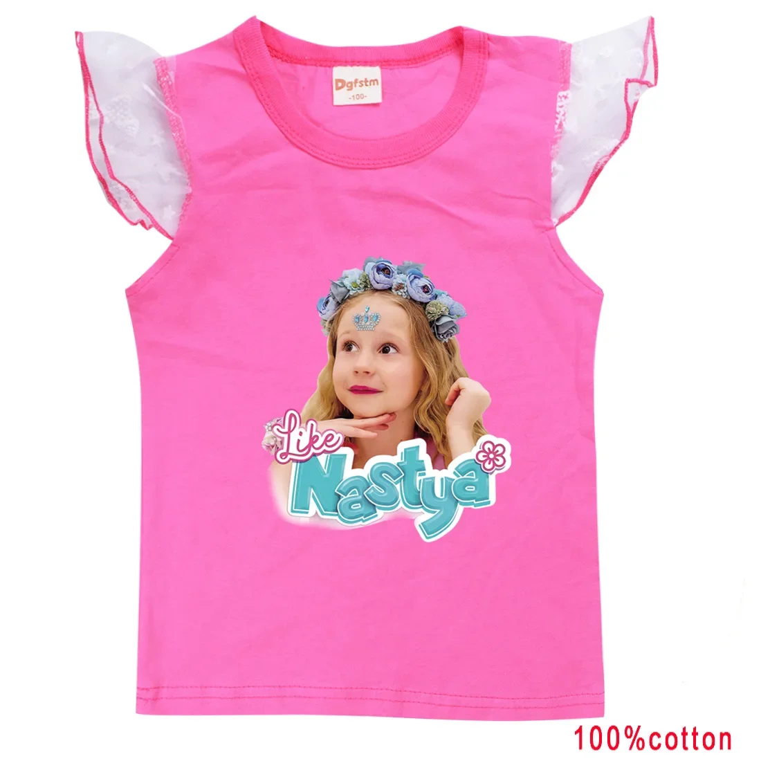 Lovely Like Nastya T Shirt Kids Kawaii Short Sleeve Tops Baby Girls Summer T-Shirts Junior Boys O-neck Tees Children's Clothing