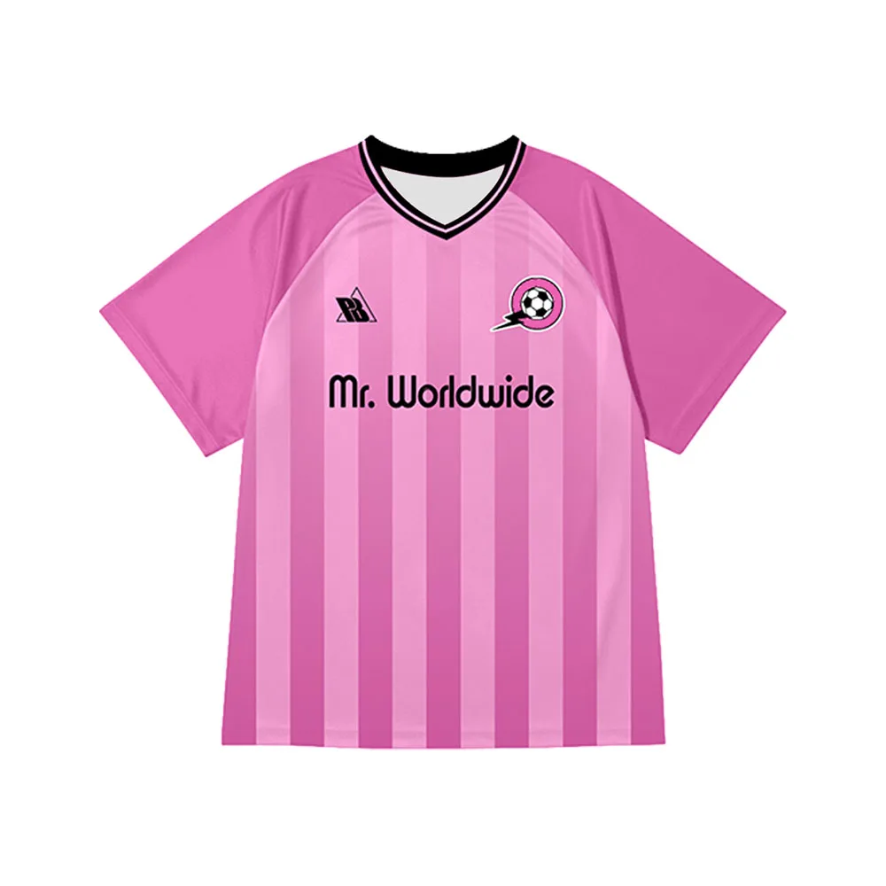 Pitbull Mr. Worldwide 305 Pink Jersey Football Tee Short Sleeve Loose Summer Unisex Streetwear Casual V-neck Men T-shirt Print