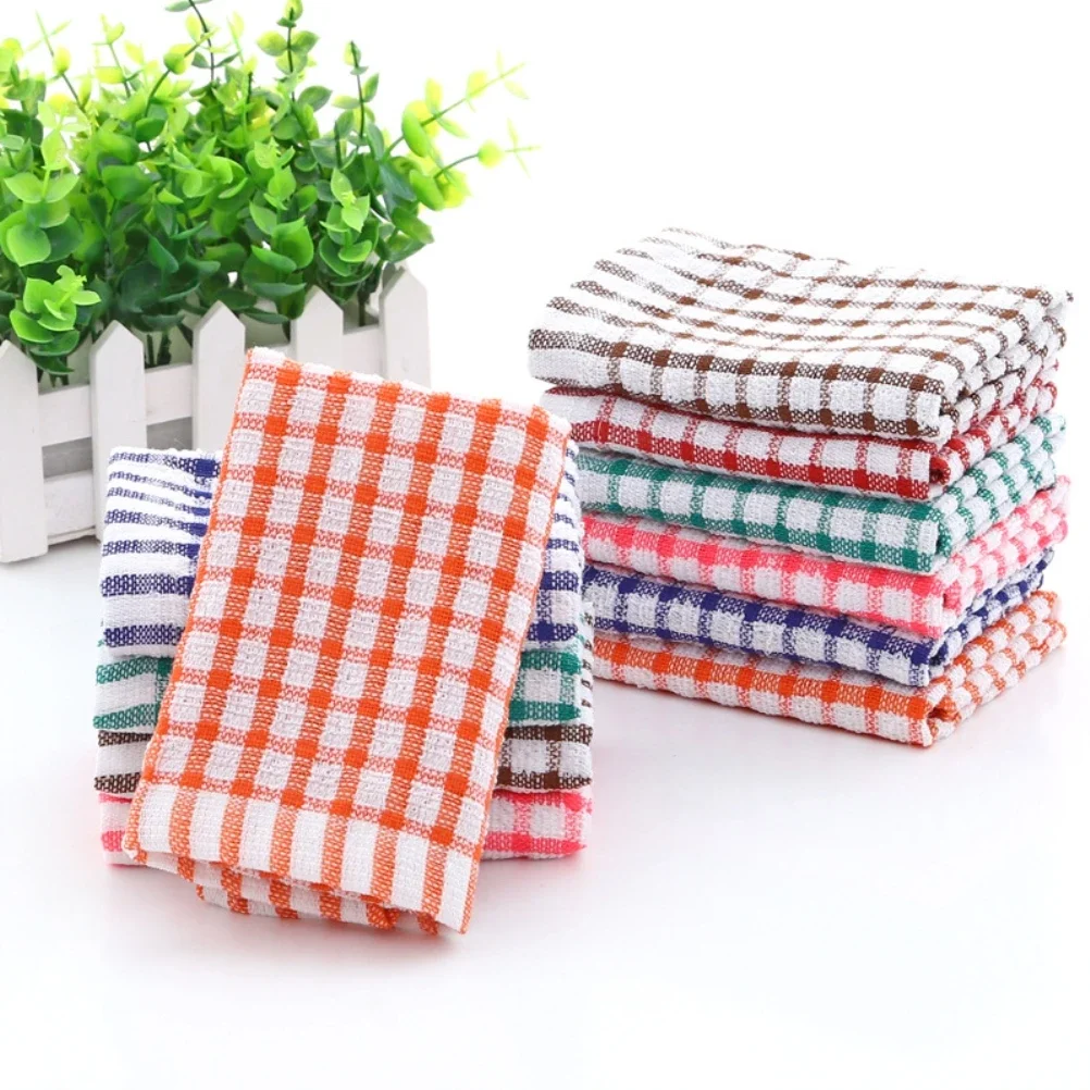 

6PCS Cotton Kitchen Tea Towels Absorbent Lint Free Catering Restaurant Cloth Dish Towels Cleaning Cloth Kitchen Cleaning Towel