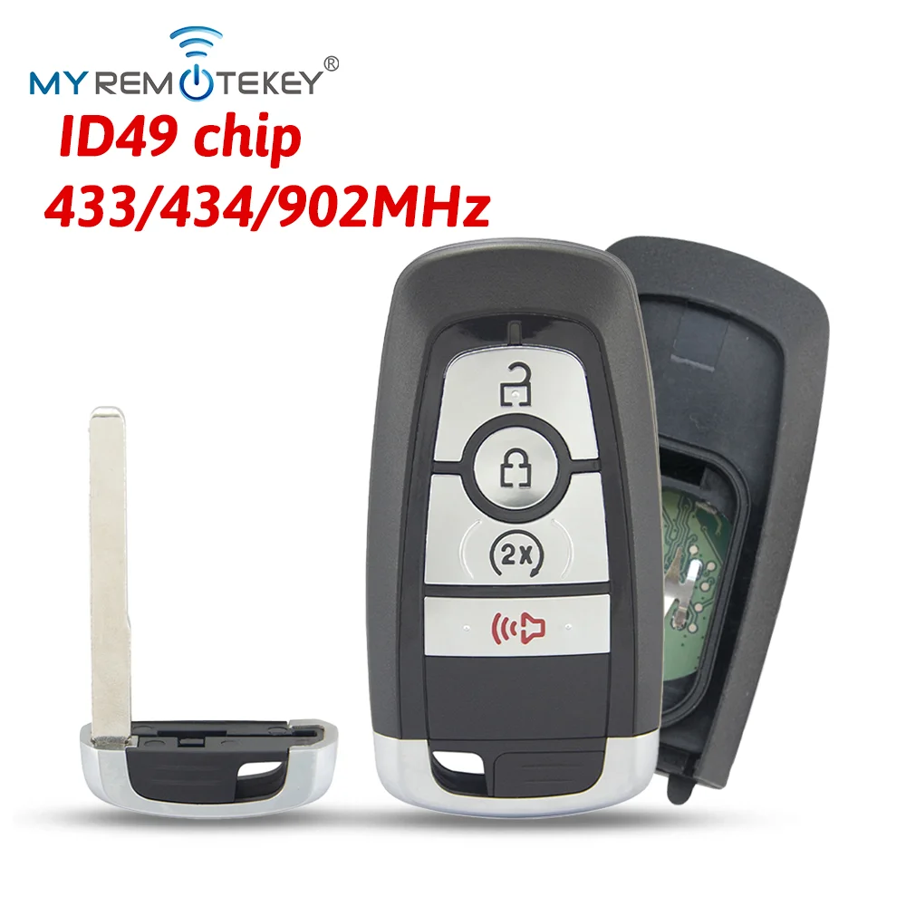 MYREMOTEKEY Smart Key 4 Button 433/434/902MHz ID49 NXP Original Chip NCF2951F for Ford Edge Ranger Ford F-250 F-350 F-450 F-550