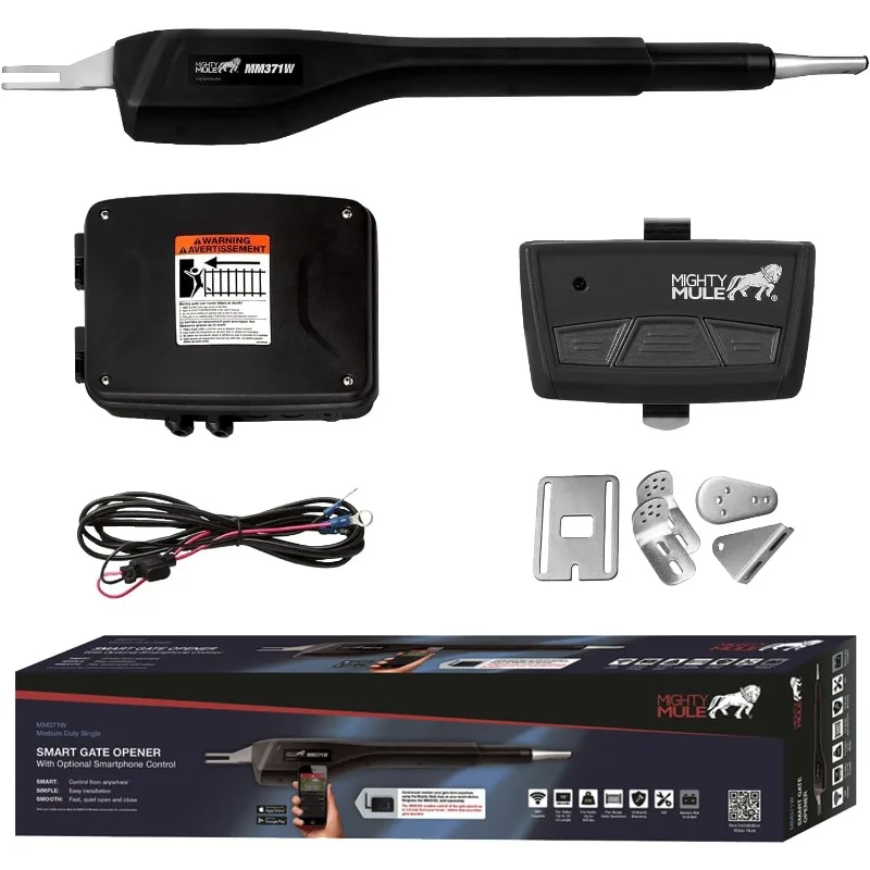 

Mighty Mule MM371W Automatic Gate Opener, Smart and Solar Ready, Includes Gate Opener Remote and More-Up