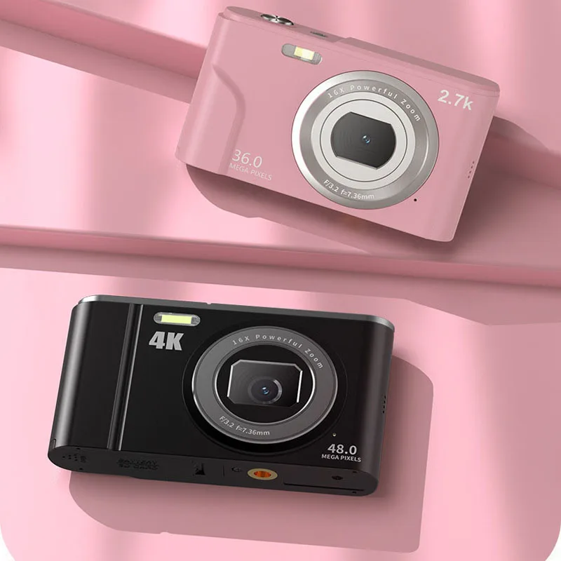 Kamera Digital Hd 48 Juta Piksel Baru Kamera Mini Perekam Pemotretan 4K Layar 2.8 Inci Kamera Zoom 16X dengan Kamera Mini Tali