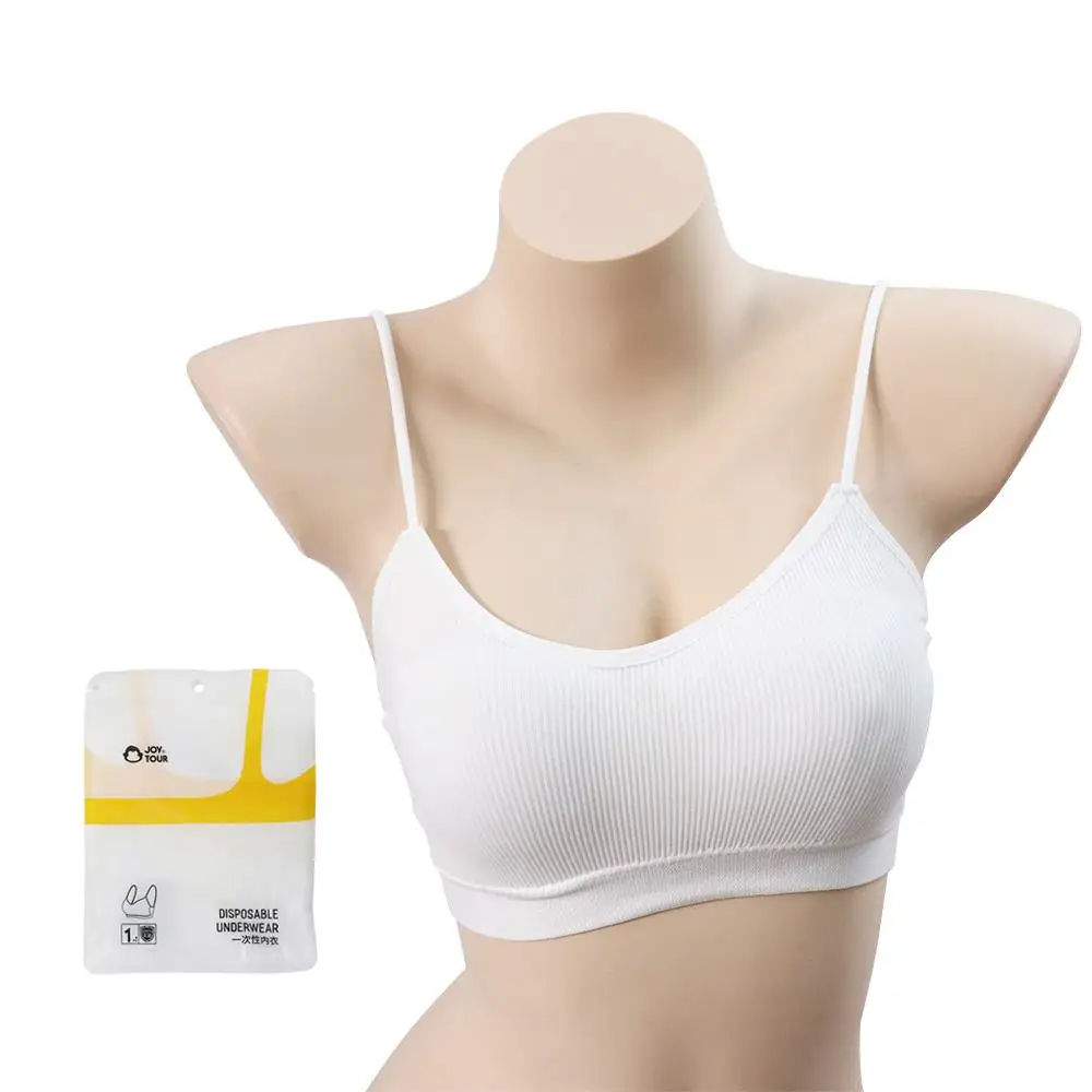 Portable Wireless Disposable Bras Straps with Chest Pad Bralettes for Women Cotton Disposable Bralette Travel