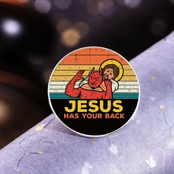 Jesus Has Your Back Brooches Retro Christian Lapel Badge Accessories for Gift Clothes Backpack Jewelry Accessories Pin Jewelry