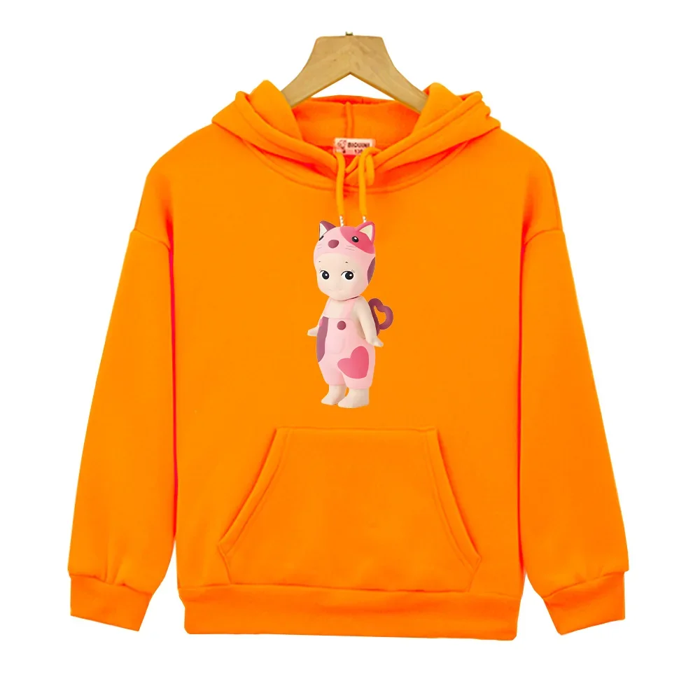 

Kawaii Lucky Pink Cat Sonny Angel Hoodies Fleece Sweatshirts y2k sudadera Boys Girls Clothing Pullover kids clothes girls
