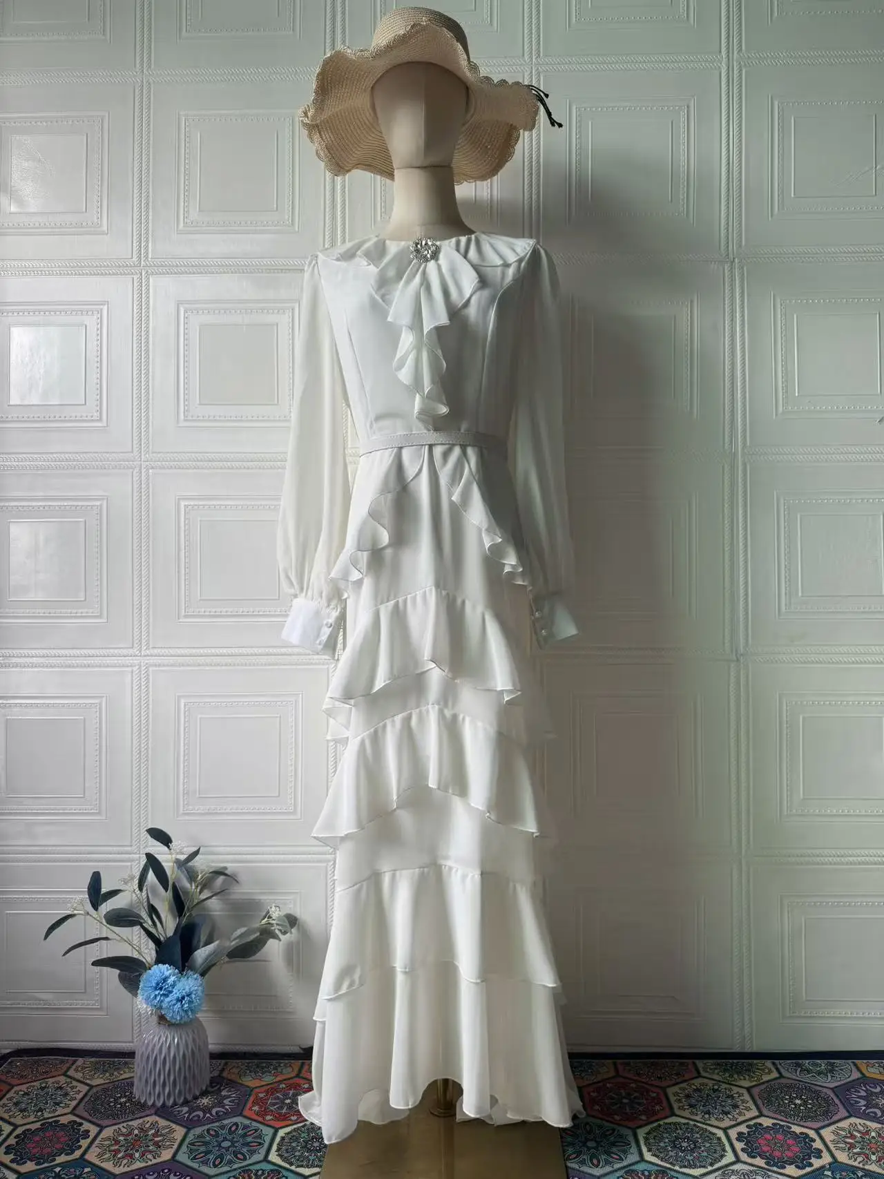 2025 Women Long Sleeve Spring Summer Elegant Dress Dresses High Waist Flowy Maxi Dress Matching Set Evening Dress view 6