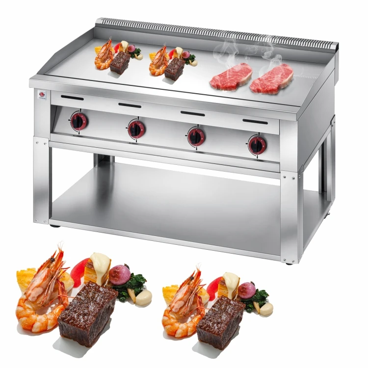 

Электрический сверхмощный газовый гриль из нержавеющей стали с плоской пластиной для отеля и ресторана, коммерческий газовый гриль