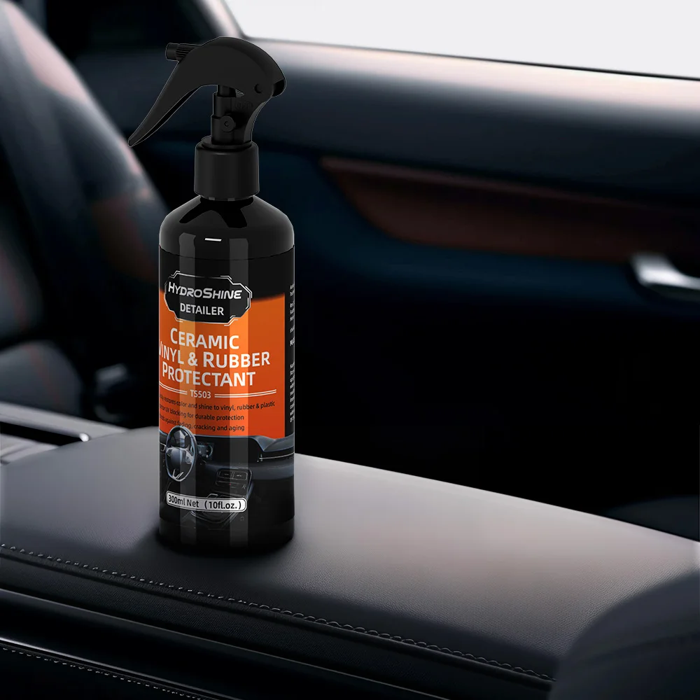 Hydroshine سيارة السيراميك الفينيل والمطاط حامي خلع الملابس الداخلية التفاصيل الأسود تألق تقليم مرمم رذاذ الرعاية السيارات بالتفصيل