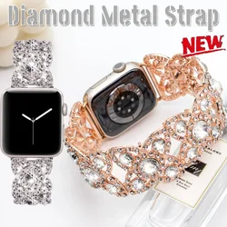 Bling Diamond Band for Apple Watch Ultra 49mm 45mm 44mm 42mm 41mm 40mm 38mm Metal Strap Bracelet Iwatch Series 8 7 6 SE 5 4 3 2