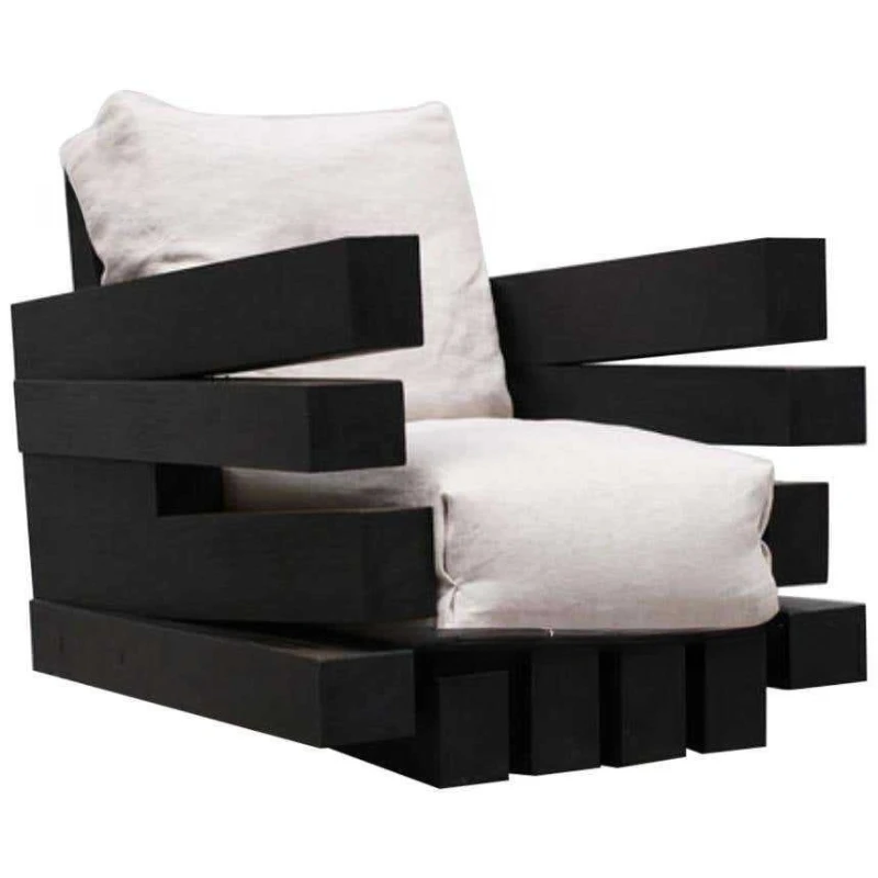 

Black and white with wabi sand wind solid wood fabric sofa simple size apartment living room bedroom straight row