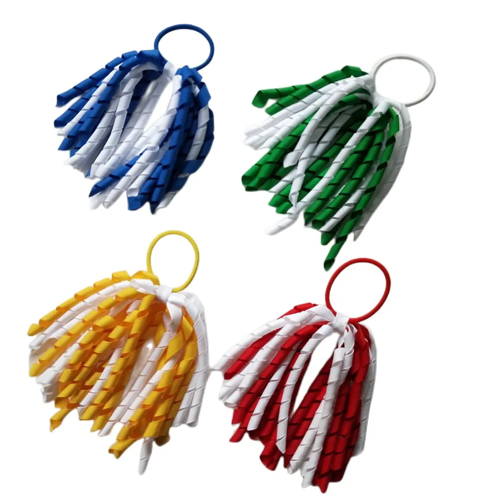 

Korker Elastic Hairband PonytaiL Holders Curl Tassel Ribbons Streamers Corker Hair Bows Clips Girl Rope Head Ties Bobbles 10PCS