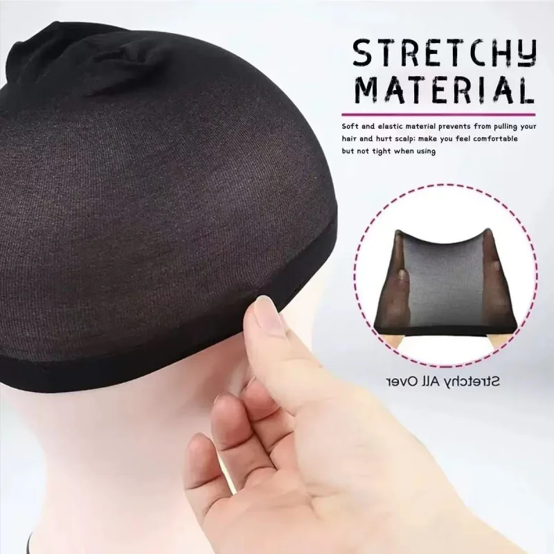 Touca de peruca de meia nua de malha de nylon ventilada 12 peças tampas de peruca de meia tampas de malha elástica para fazer perucas tamanho livre