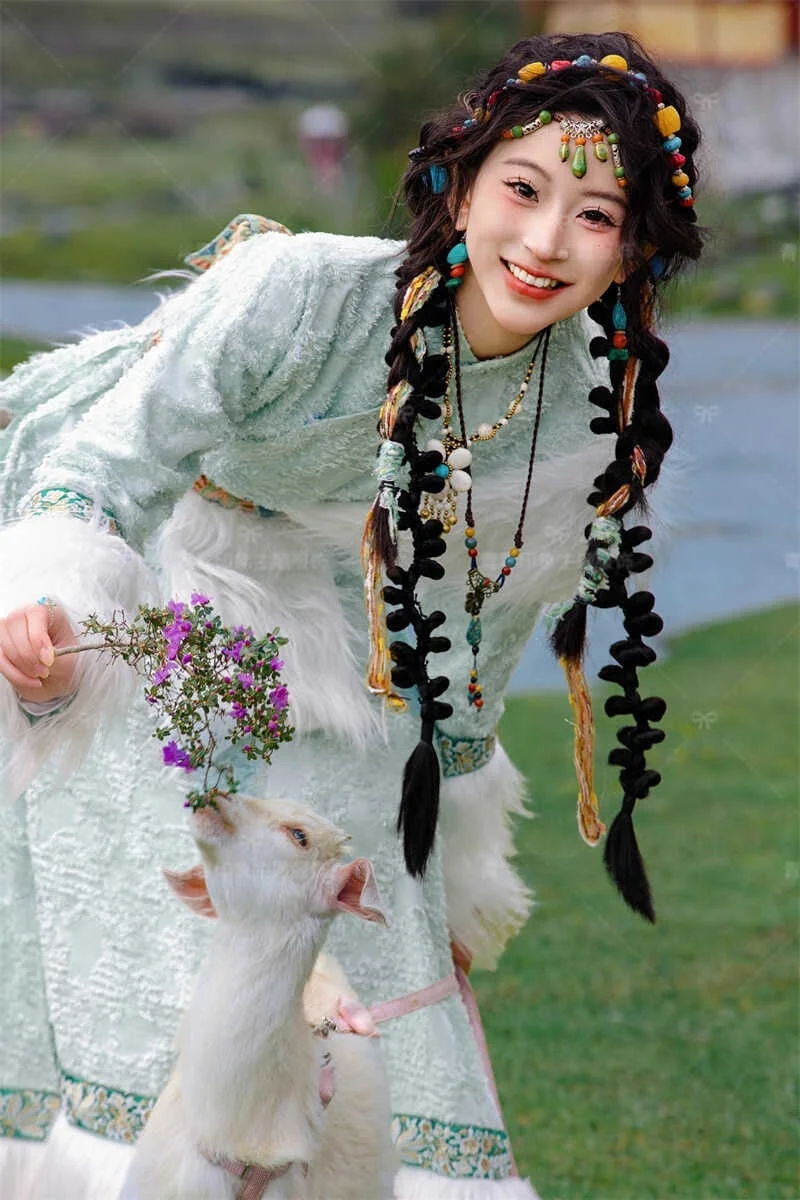New Trendy Tibetan Costume Set  Girl Photography Clothing Ethnic Minority Features Travel Shoot Photography Apparel