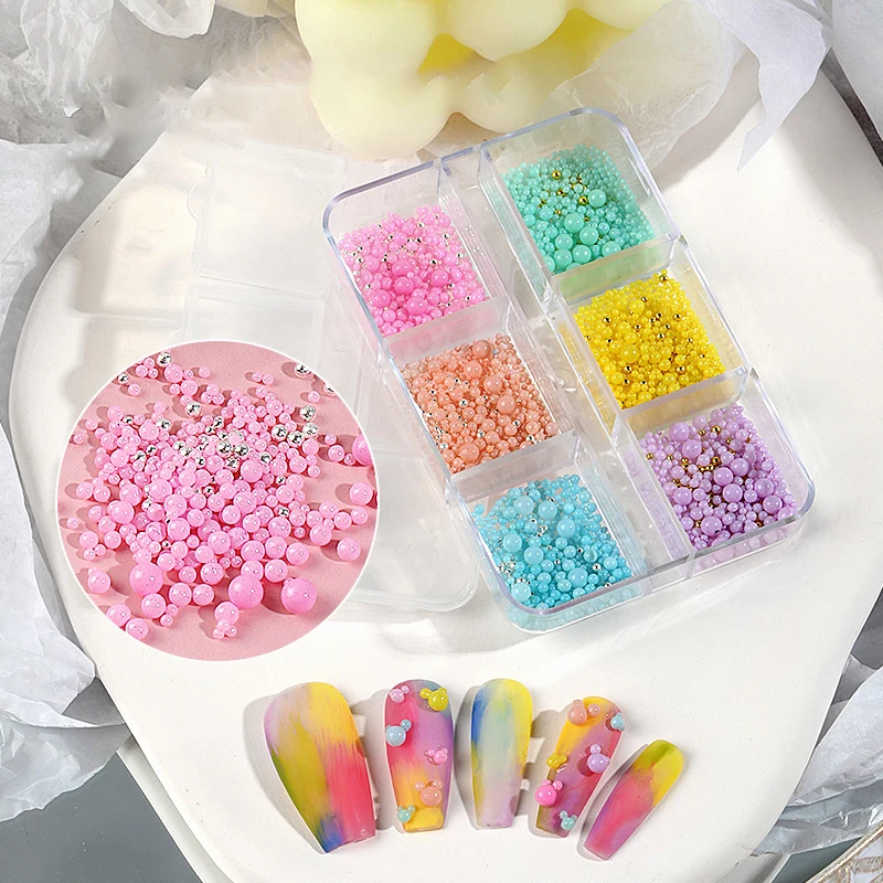 Colorful Candy Bubble Beads Nail Art Decorations Macaroon Round Ball Mini Rhinestones Japanese Korean Style Manicure Accessories