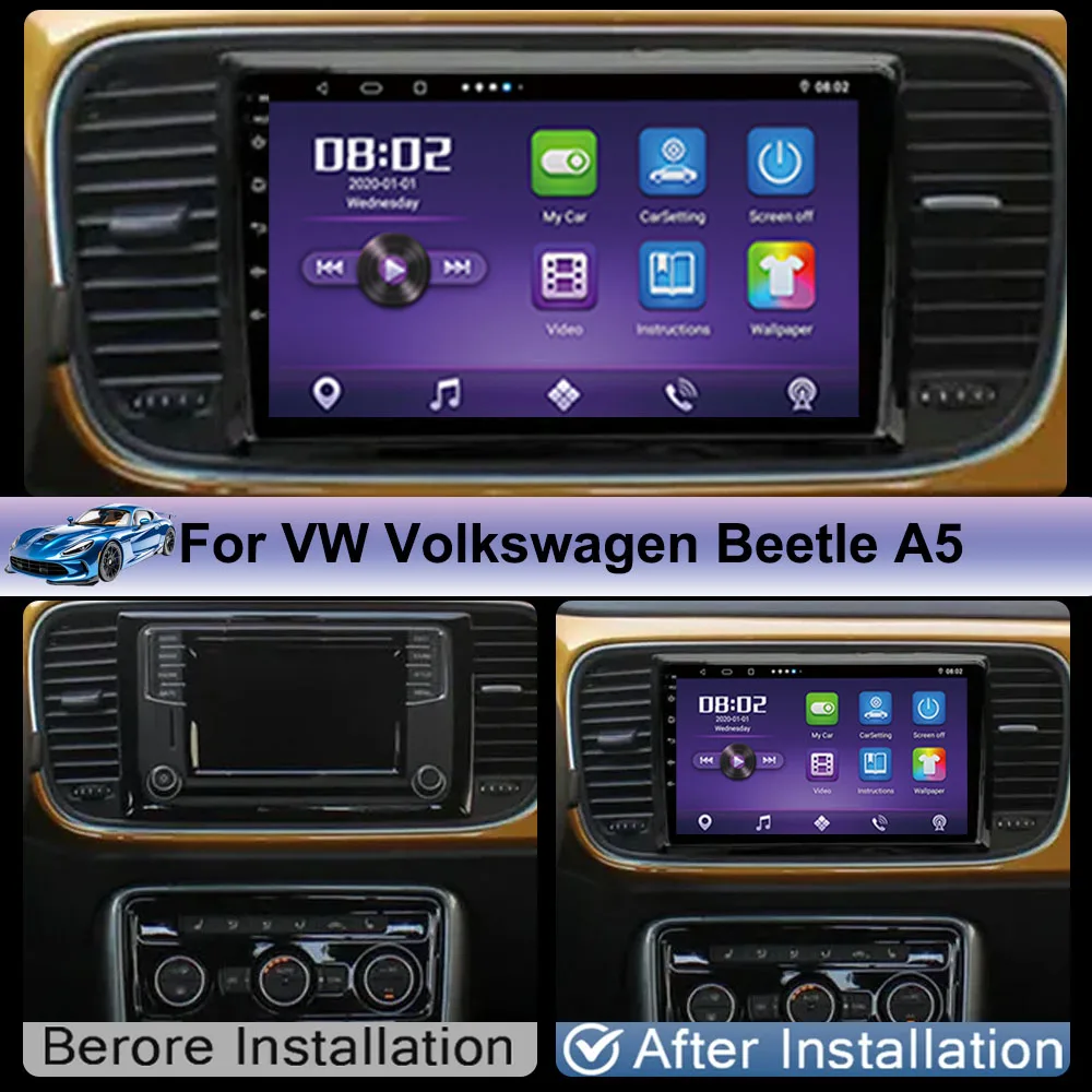 Android 14 Car Radio For VW Volkswagen New Beetle A5 2011-2019 GPS Navigation 5G Auto Stereo Multimedia 2 Din Wireless Screen