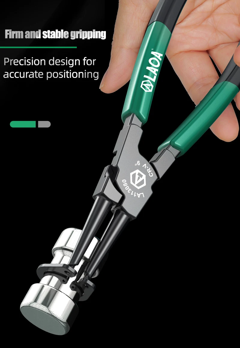 LAOA 9-Zoll-Sicherungsringzange aus CR-V-Stahl mit geraden/gebogenen Spitzen für 40-100 mm, Autoreparaturwerkzeuge – Detail 10