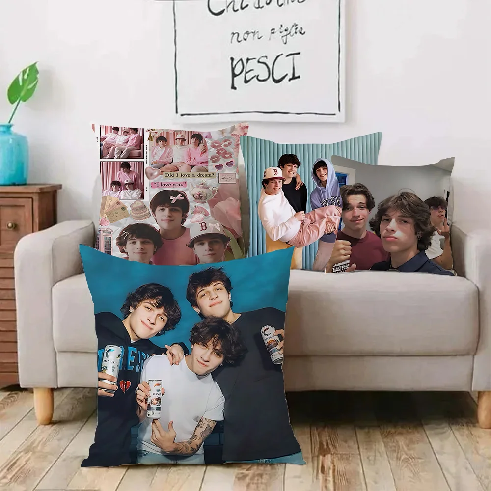 Pillow Covers Cartoon Sturniolo Triplets Sofa Decorative Home Double-sided Printing Short Plush Cute Cushion Cover