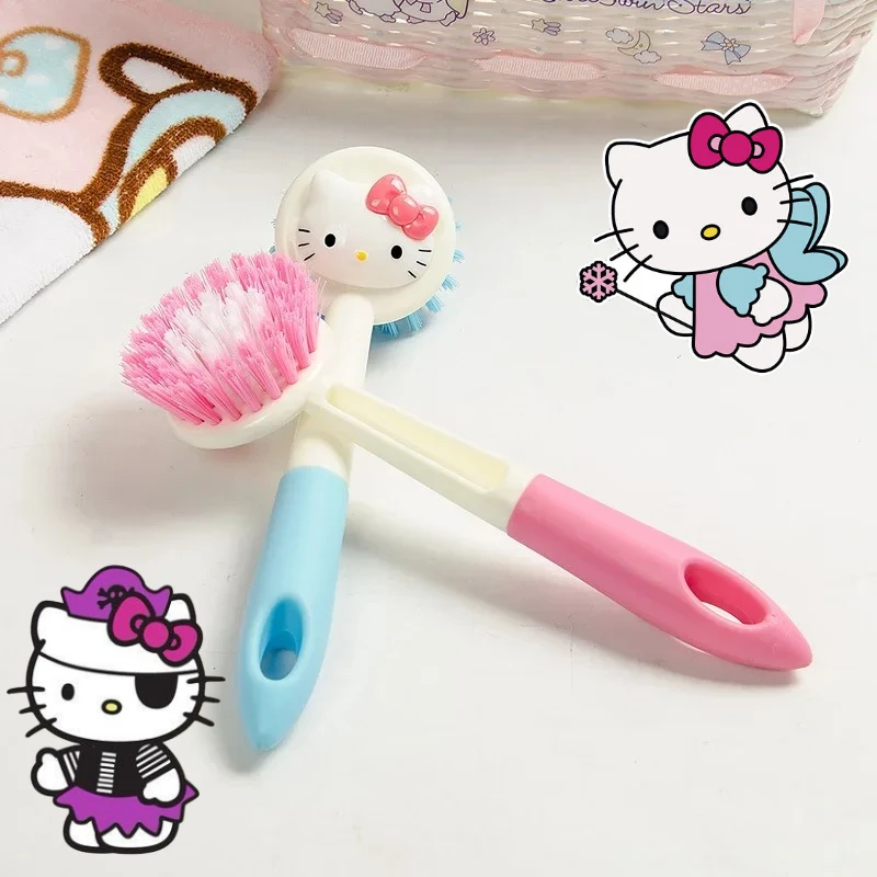 

Sanrio Hello Kitty Dishwashing Brush Pot Brush Multifunctional Brush Kitchen Anime Cleaning Tools Cute Long Handle Dish Brushes