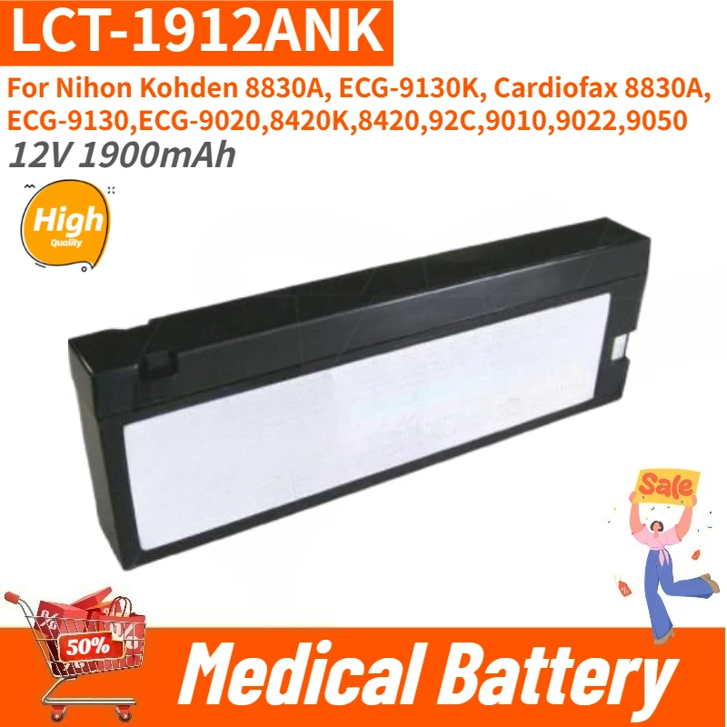 High Quality LCT-1912ANK Medical Battery 12V 1900mAh for Nihon Kohden 8830A ECG-9130K ECG-9130,ECG-9020 8420K 8420 9010 9022