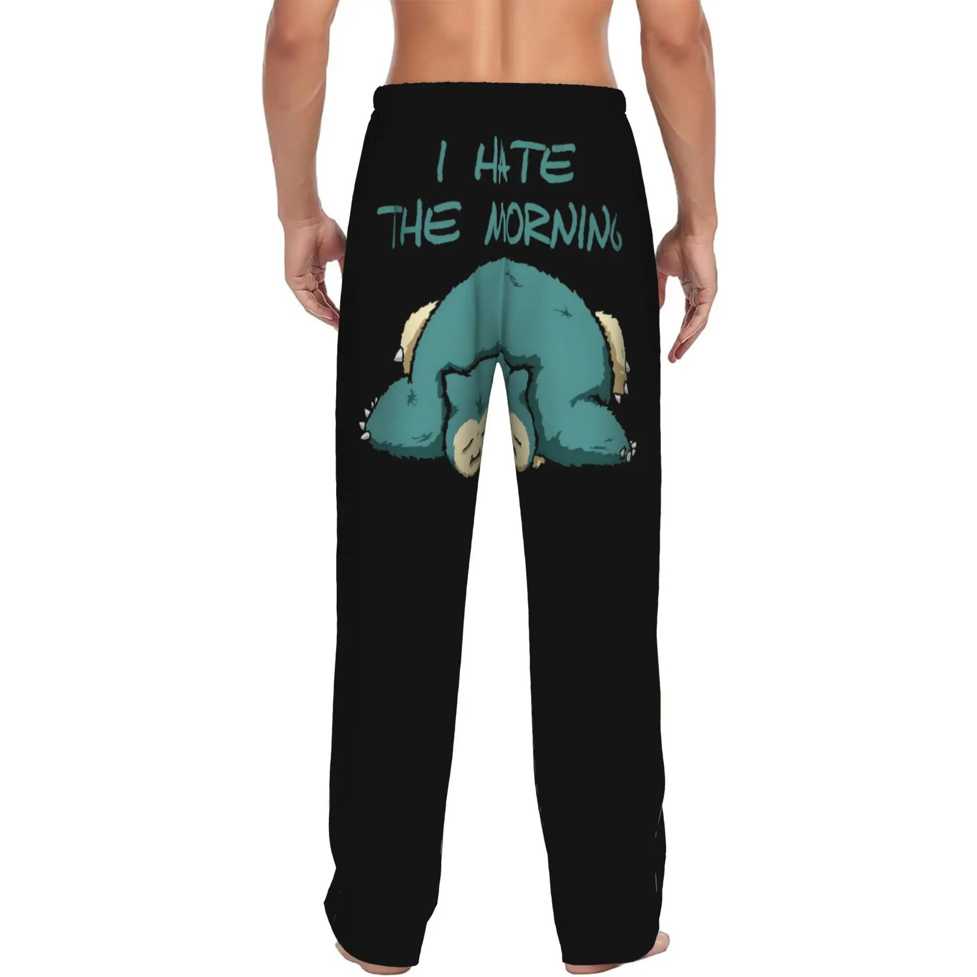Custom S-Snorlaxed Anime Pajama Pants Men's Monster Cartoon  Lounge Sleep Drawstring Sleepwear Bottoms with Pockets