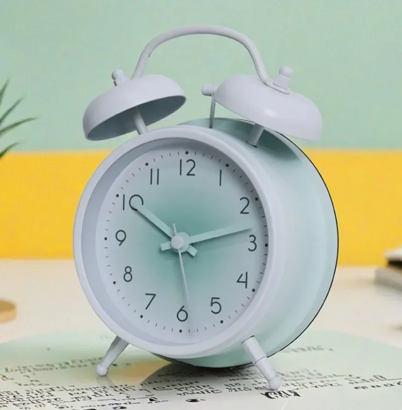 Nordic Simplicity Metal Alarm Clock Creative Colorful Gradient Colors Alarm Watch Big Ring Bedside Clock Students Wake Up