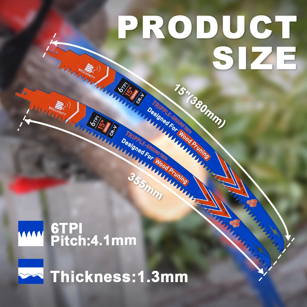 

BRSCHNITT 4pcs 380MM Curved Reciprocating Saw Blade Teeth Wood Trimming Cutting Log Wood for Woodworking Tree Trimming