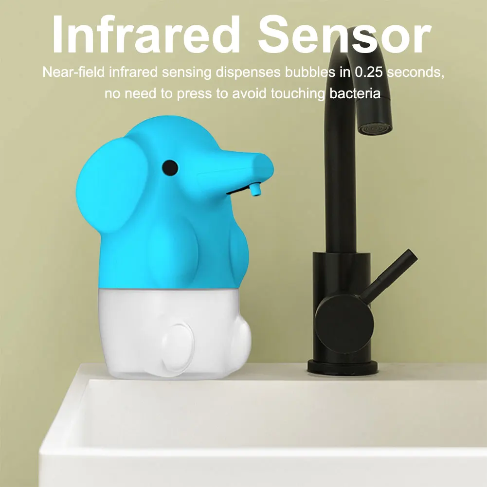 

250mL Cute Elephant Automatic Soap Dispenser Children Cartoon Smart Touchless Infrared Quick Foaming Wash for Home Bathroom