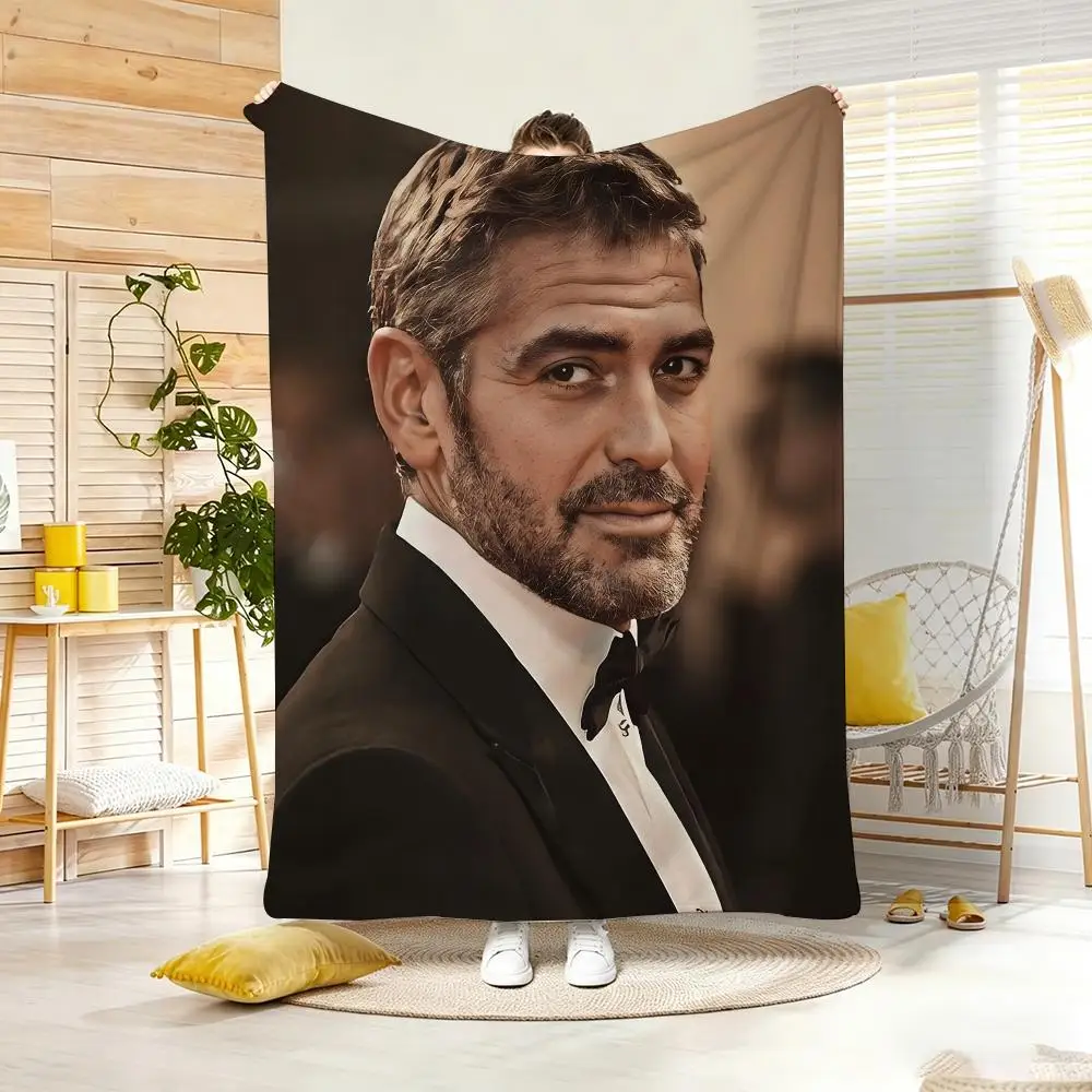 Celebrity G-GeorgeS ClooneyS Throw Lightweight 240g Flannel Blanket Soft Skin-friendly for Summer Cooling