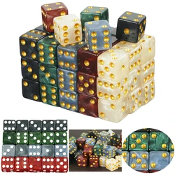 Mini Dice 10pcs D6 Standard Marble Effect Golden Pips Plastic 12mm Game Die New Outdoorliving for Board Game