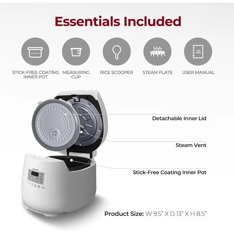 CUCKOO CR-0641F 6 أكواب (غير مطبوخ) / 12 كوب (مطبوخ) جهاز طبخ الأرز Micom وسخان مع وعاء داخلي غير لاصق، 11 وضعًا للقائمة، أبيض