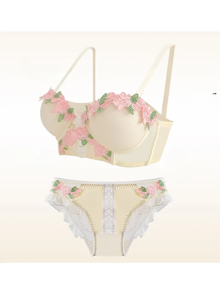MOYISU Leichtes, luxuriöses japanisches süßes Push-Up-Bralette für Frauen mit kleiner Brust, Sommer-dünne sexy Dessous, reine Desire-Unterwäsche