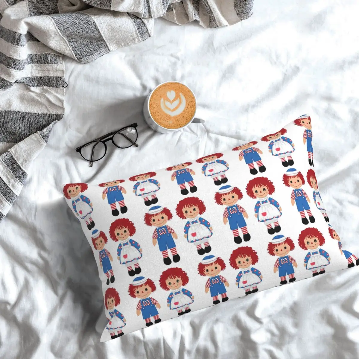 Raggedy ann e raggedy andy as bonecas vintage retângulo fronha capa de almofada decorativa quarto casa conforto lance travesseiro