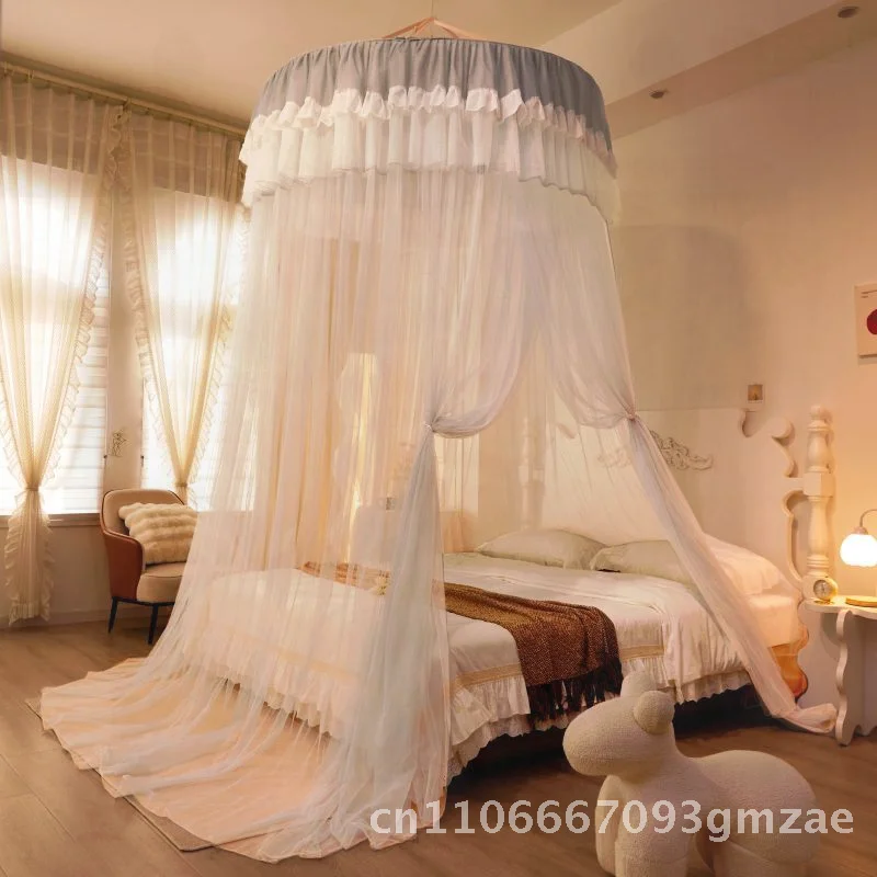 

Купол в стиле принцессы, потолок, москитная сетка, свежая пряжа с шифрованием ветра, напольная, не требующая установки, для всех размеров, мечтательные цвета