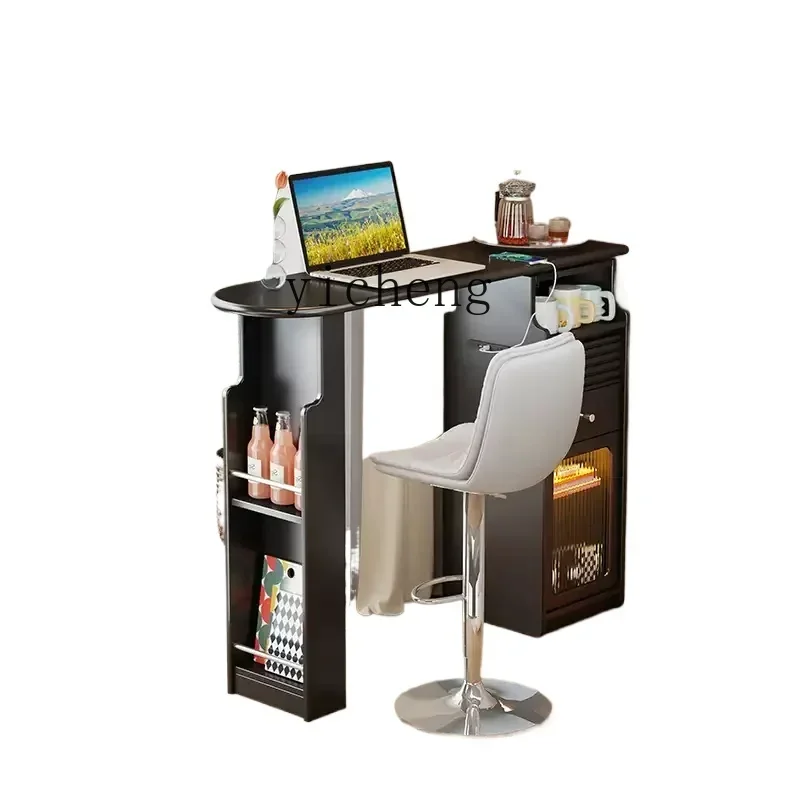 

TQH balcony tea bar counter retractable small apartment household high-end small mini coffee bar counter integrated cabinet