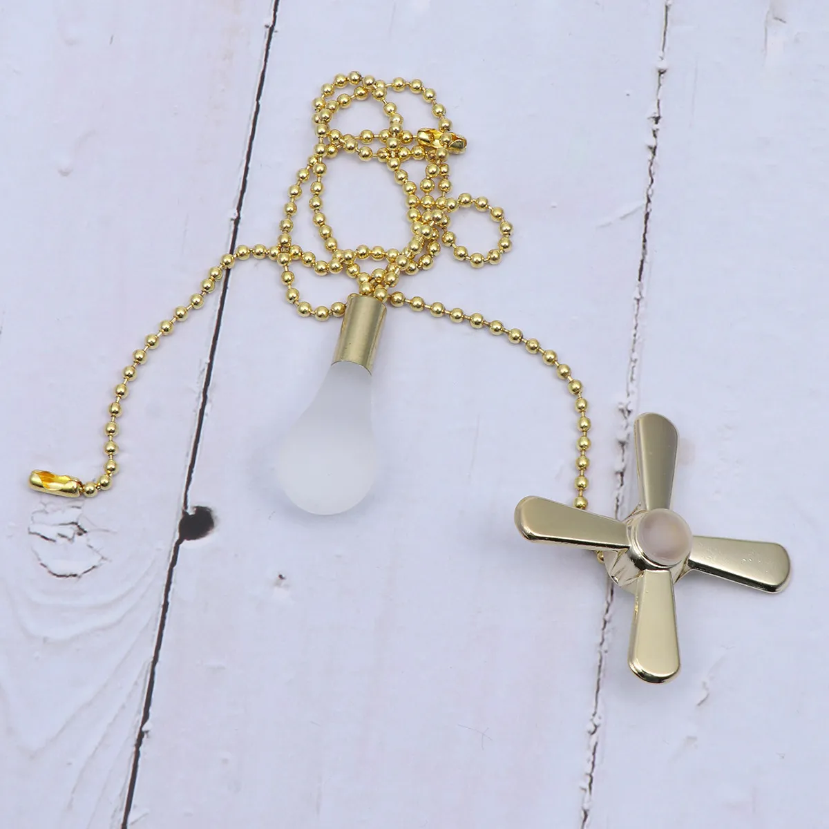 

1Set Round Beaded Smooth Surface Ceiling Fan Pull Chain and Light Bulb Pendant Set All Metal Construction Easy Replacement Fan