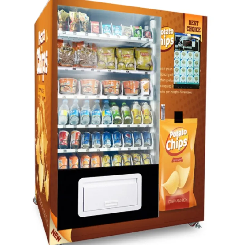 2025 Factory Supply 21.5' Inch Touch Screen Vending Machine Customized Drinks Food Snack Combo Vending Machine With Elevator