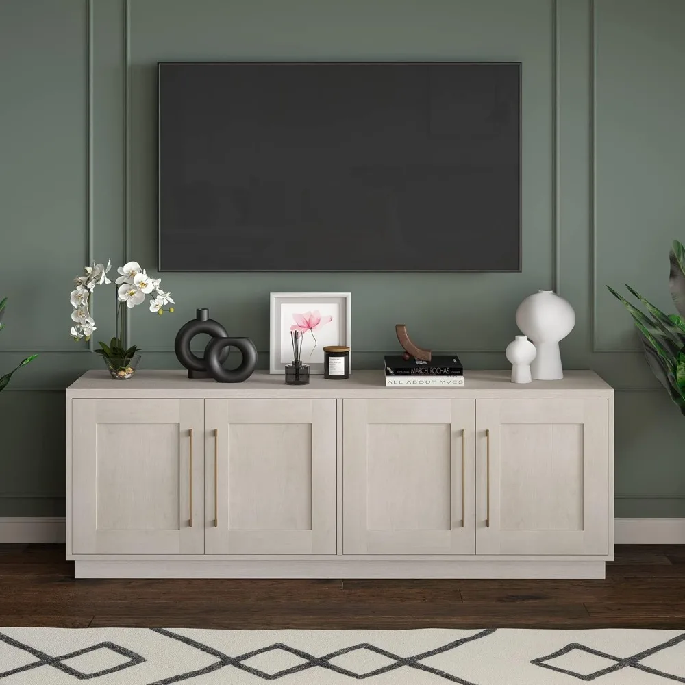 

Rectangular TV Stand for TV's up to 75" in Alder White, for Home, Living Room, Bedroom, Entertainment Room, Office