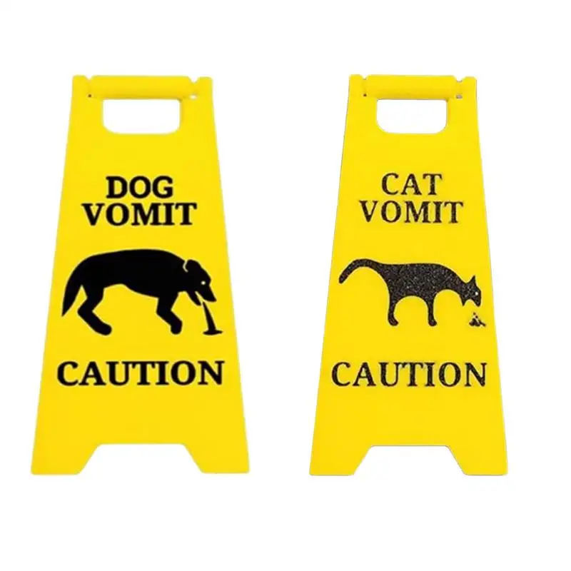 Mini Cat Vomit Sign Garden Yard Warning Sign Pedestrians In Area Floor Sign Ornament Dog Vomit Caution Sign Funny Gifts