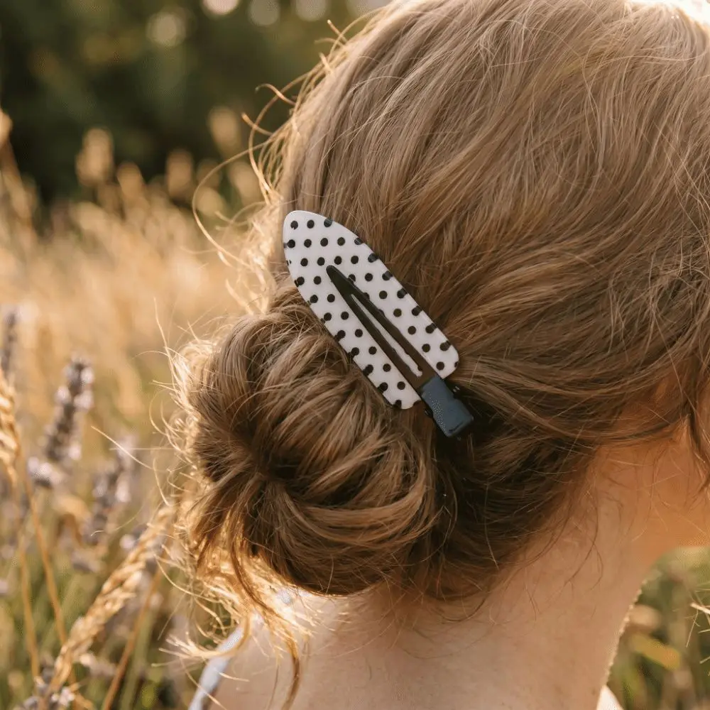 Black White Acrylic Hair Clips Polka Dot Elegant Seamless Hairpin Secure Hold Non-Slip Hair Styling Accessories Daily Wear