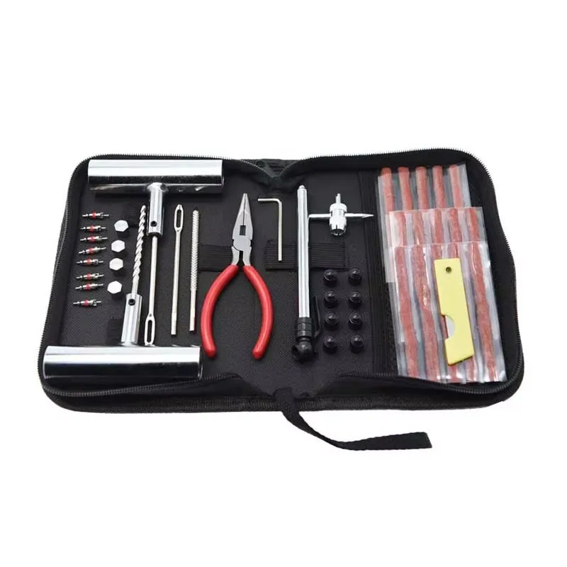 

46-Piece Auto Bike Tire Repair Kit Vehicle Studding Tool Set for Garage Car Accessories Puncture Plug Repair Tool for Cars Bikes