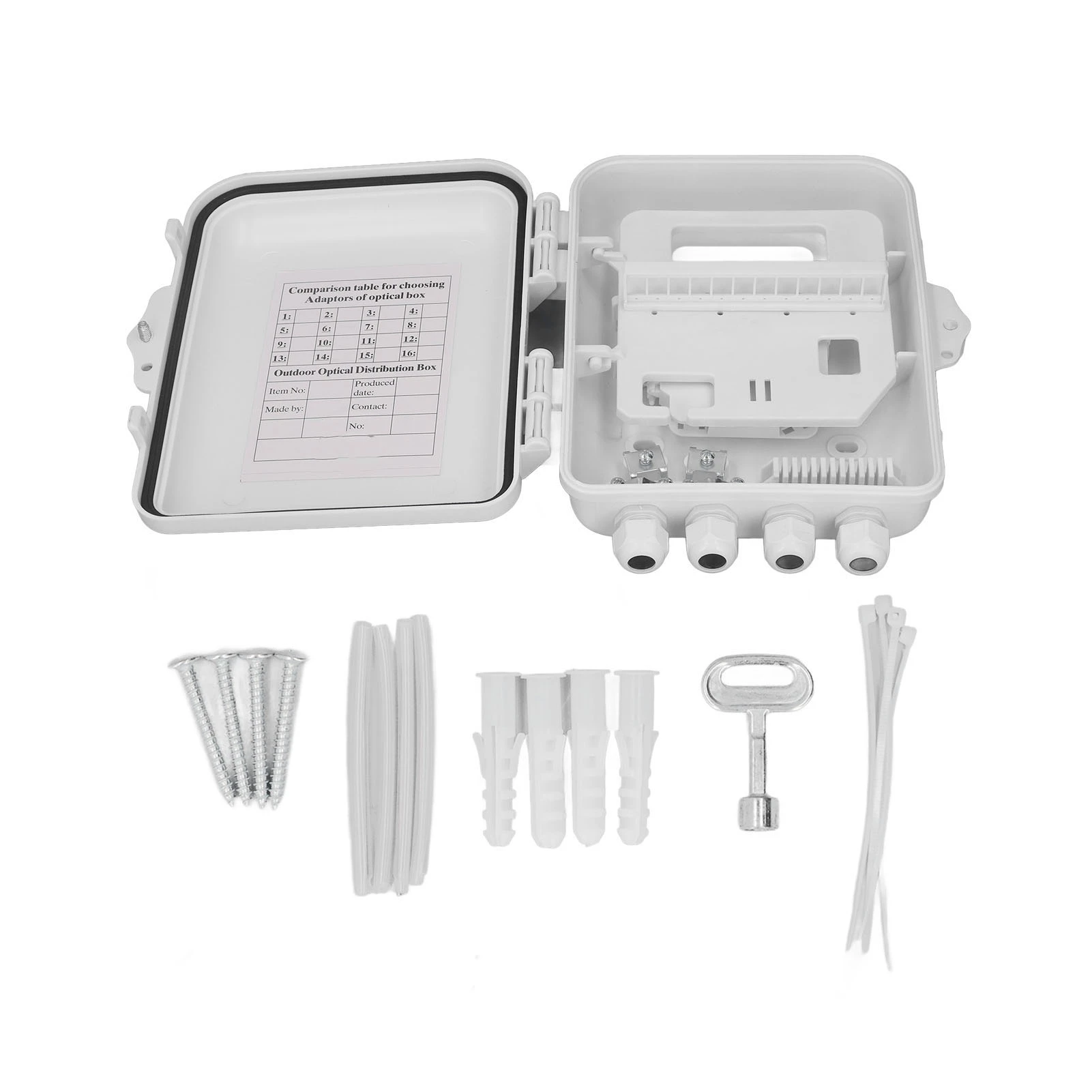 Fiber Distribution Box Waterproof 12 Core Wall Mounted Optical Fiber Termination Distribution Box