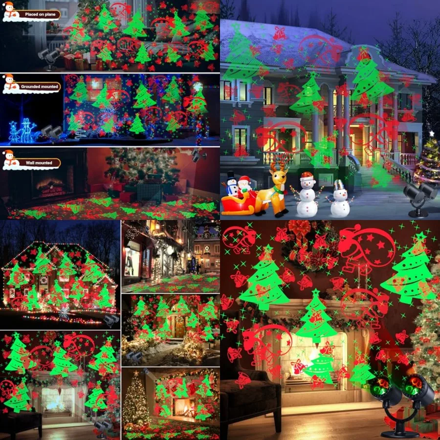 

Christmas Lights Projector, Christmas Decorations Lighting Projector, with Timer Dynamic Led Xmas Tree Santa Claus Jingle Bells
